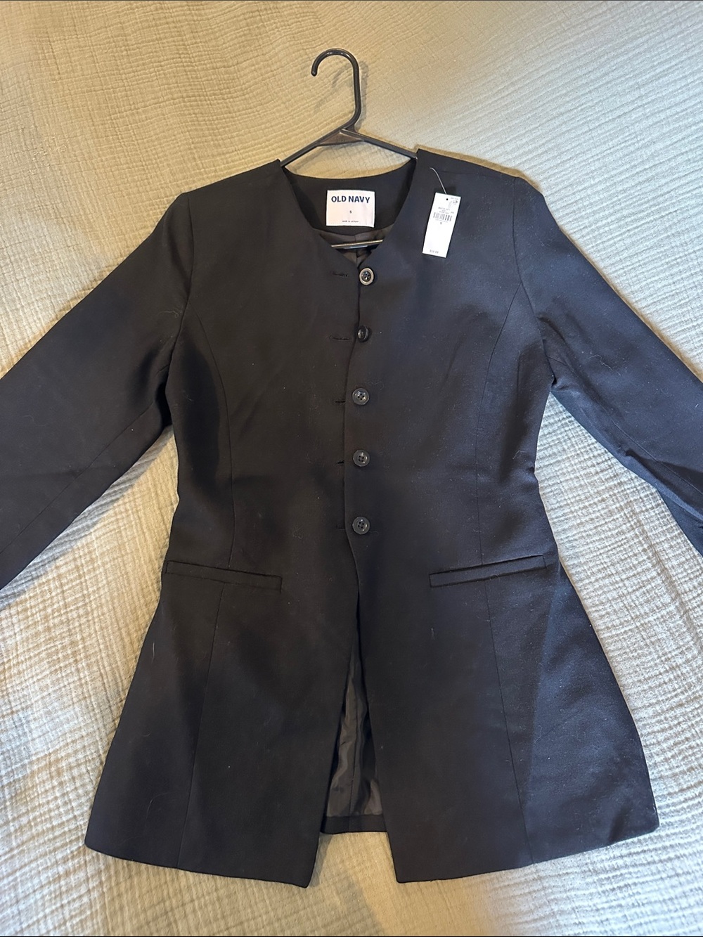 Old Navy Black Women's Button-Front Long Blazer